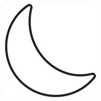 Half Moon and Crescent icon concept in black line color vector