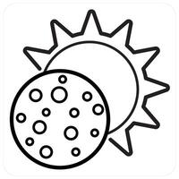 Eclips and astronomy icon concept in black line color vector