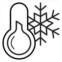 Thermometer and temperature icon concept in black line color vector