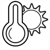 Summer Temperature Indicator and indicator icon concept in black line color vector