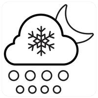 Night Snowfall and snow icon concept in black line color vector