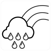 Rainbow and forecast icon concept in black line color vector