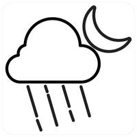Night Rain and weather icon concept in black line color vector