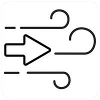 Wind and air icon in black line color vector