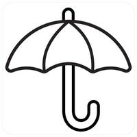 Umbrella and keep dry icon concept in black line color vector