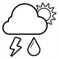 Storm and thunder icon concept in black line color vector