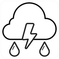 Thunderstorm and cyclone icon concept in black line color vector