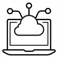 Cloud Server and computing icon concept in black line color vector