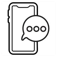 Mobile Chat concept in black line color vector