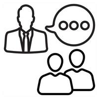 Communication and chatting icon concept in black line color vector