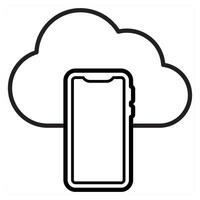 Cloud Backup icon concept in black line color vector