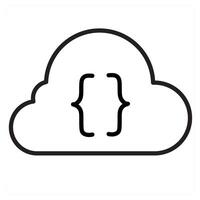 Cloud Database in black line color vector
