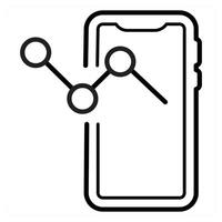 Mobile Graph icon concept in black line color vector