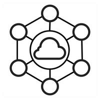 Cloud Network icon in black line color vector