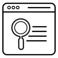 Search Web Page icon concept in black line color vector