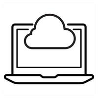 Cloud Server and computing icon in black line color vector
