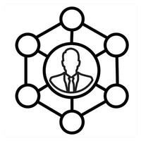Network icon in black line color vector
