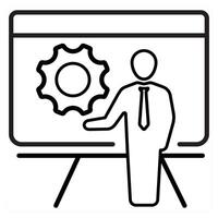 Business Presentation icon concept in black line color vector