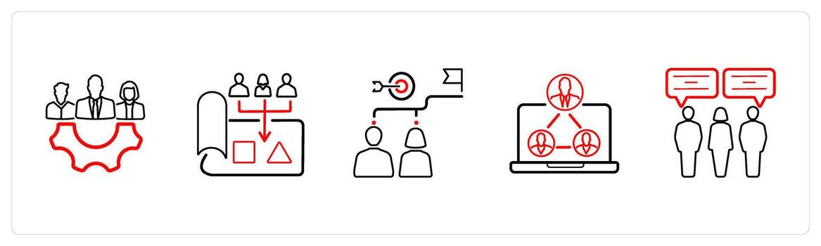 cooperación, proyecto en rojo línea color vector