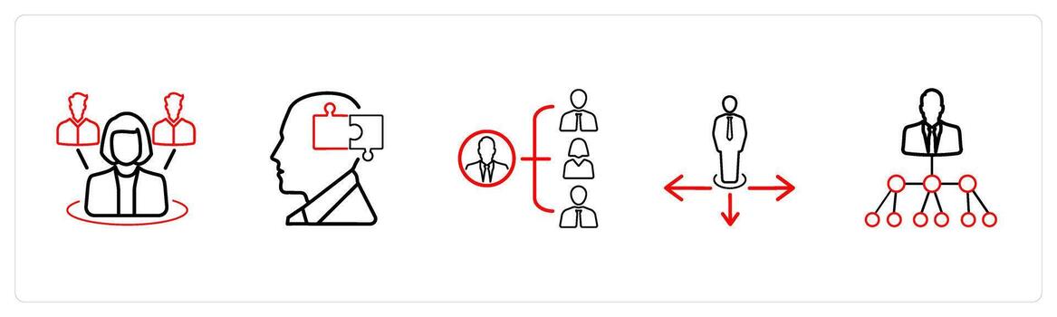 manager, solution, hierarchy in red line color vector