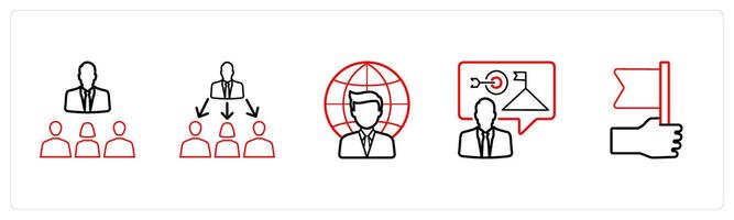 group meeting, trainer in red line color vector