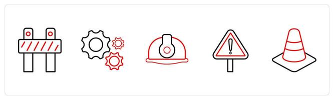 under maintenance, settings in red line color vector