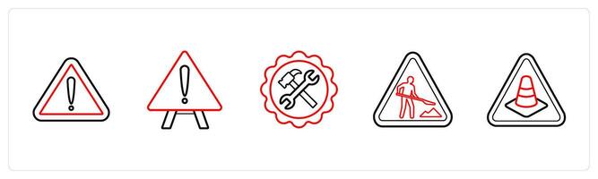 warning, alert notice in red line color vector