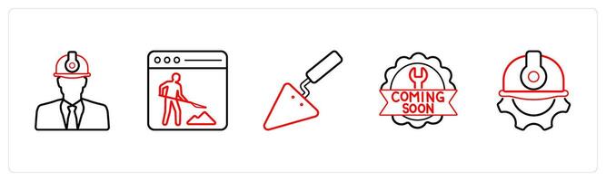 engineer, website maintenance in red line color vector