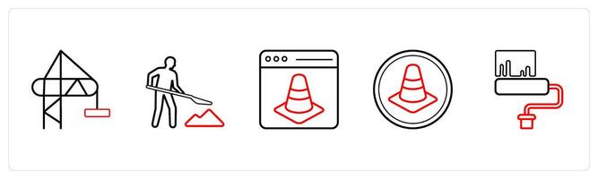 crane, under maintenance in red line color vector