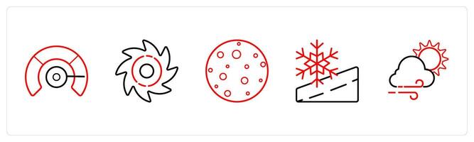 forecast, cyclone, full moon in red line color vector