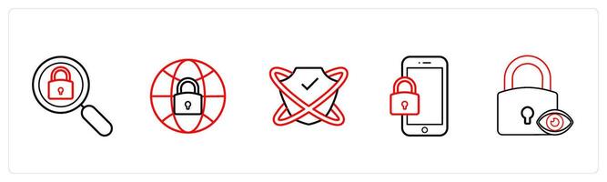 search password, secured web in red line color vector