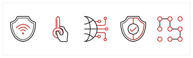 secured wifi, access key in red line color vector