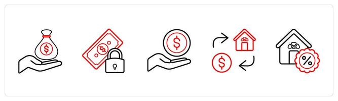investment, secured loan in red line color vector