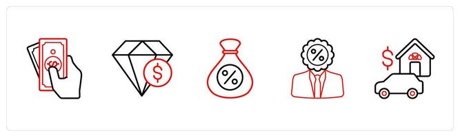 currency, secured loan in red line color vector