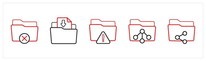 remove folder, document folder in red line color vector