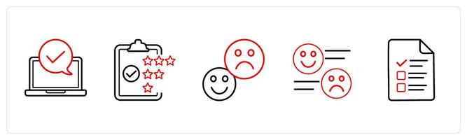 online survey, rating, response in red line color vector