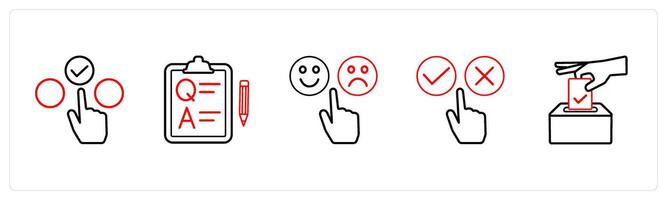 choice, questionnaire, feedback in red line color vector