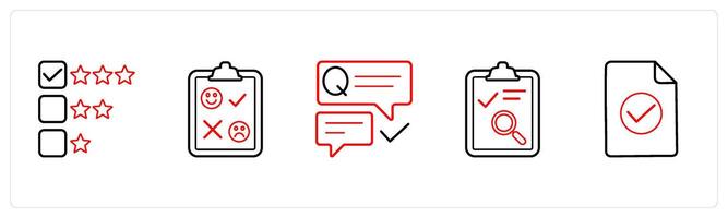 star rating, feedback, questionnaire in red line color vector