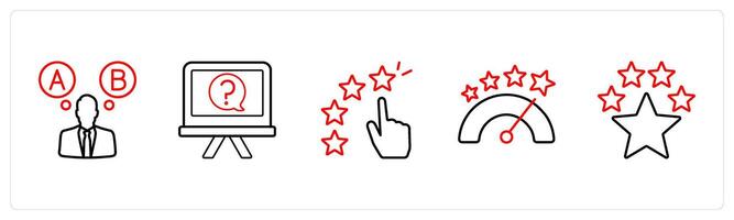option, question, star rating in red line color vector