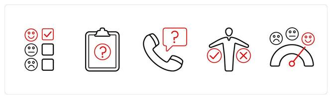feedback survey, survey in red line color vector