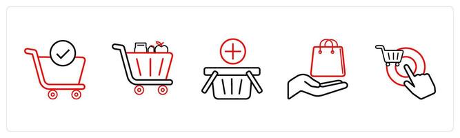 cart approved, cart items in red line color vector
