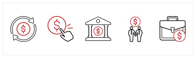 cash flow, pay per click in red line color vector