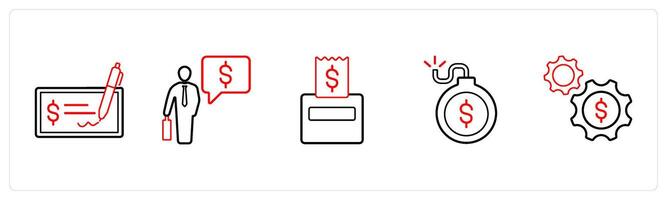 signed cheque, finance manager in red line color vector