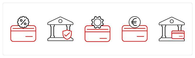 card discount, approved bank in red line color vector