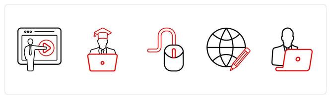 tutorial, student in red line color vector