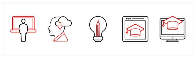 online course, online education in red line color vector