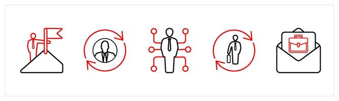 achievement, employee, potential in red line color vector