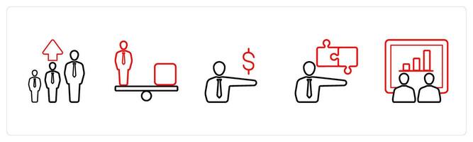 competence, balance, audit in red line color vector