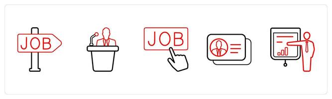 job, speech, search job in red line color vector