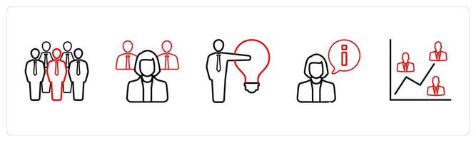 team, manager, idea in red line color vector